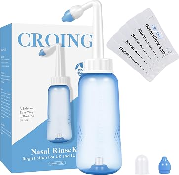 CROING 40 x Sinus Rinse Mix + 1x Nasal Wash Bottle 300ml, Neti Pot Kit, Nasal Rinse, Nasal Irrigation Salt