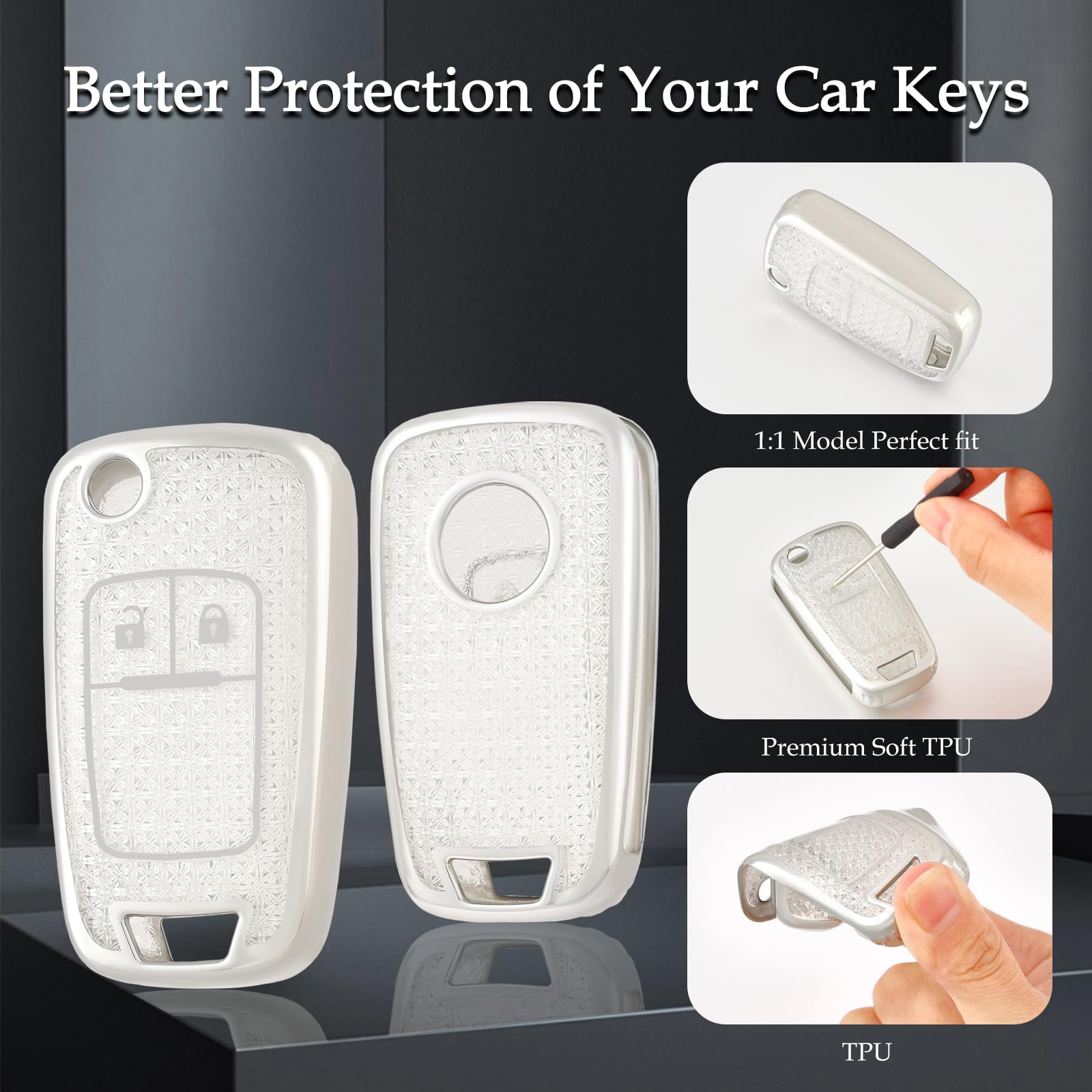 OFFCURVE Porta Chiavi Guscio Chiave Smart, Copri Chiave Cover Chiave Custodia Protettiva Chiave Auto per Chevrolet Aveo Spark Cruze Opel Vauxhall Adam Cascada Mokka Astra Buick Regal Lacrosse