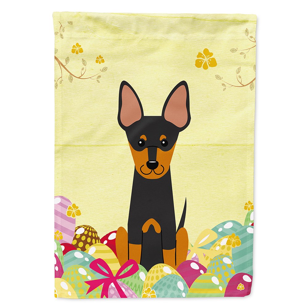 Drapeau English Toy Terrier et œufs de Pâques pour célébrer le printemps en famille au jardin