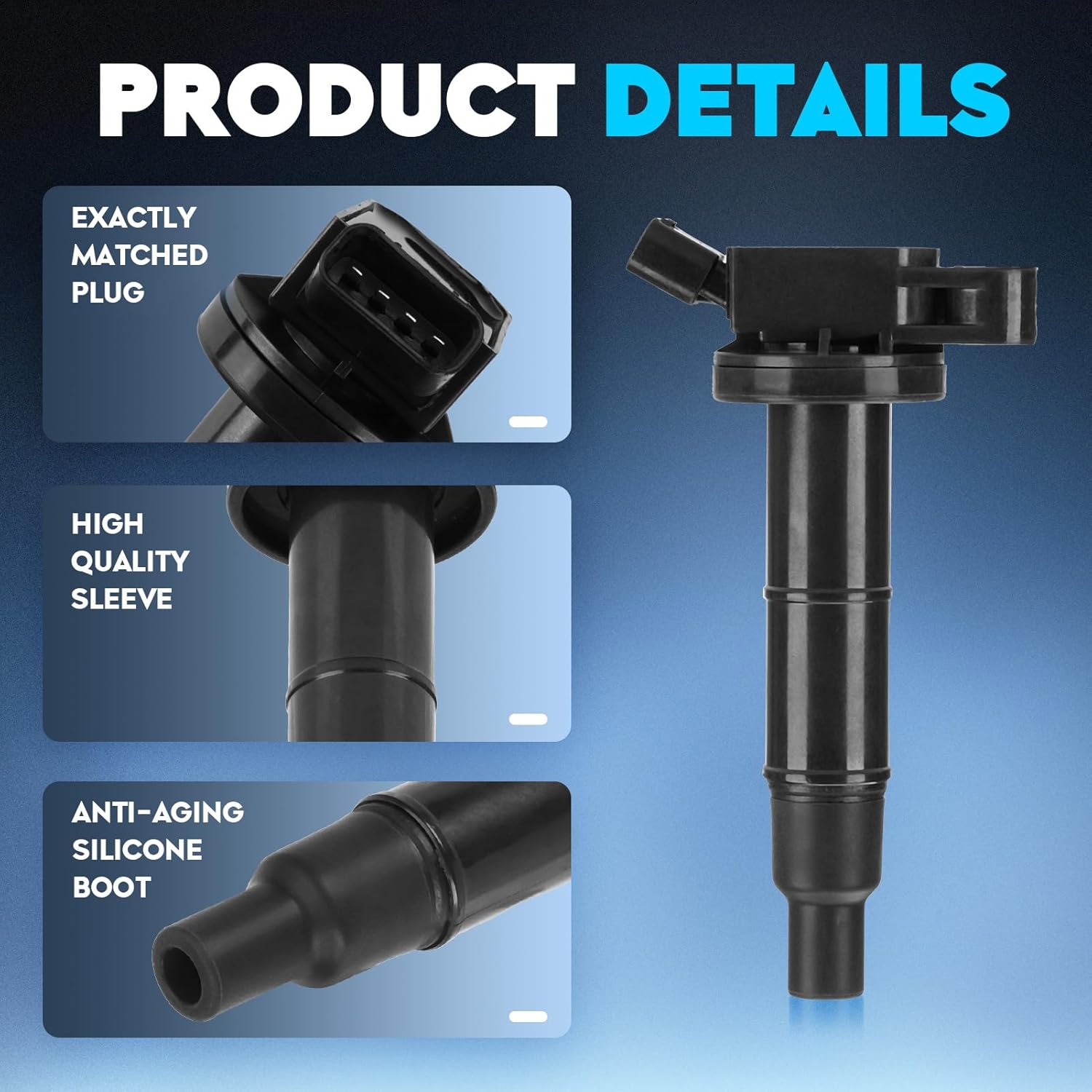 UF333 Ignition Coil Pack 2.4L L4 for Toyota Camry 2002-2005; 2006-2011 (Only for Japan-Version); Highlander 2001-2007; RAV4 2001-2008; Solara 02-06; for Scion tC 2005-2010; Corolla/Matrix 09-10