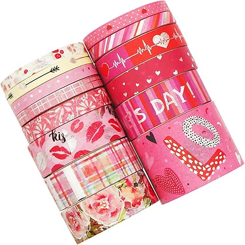 Miniatura 4 de Tainrunse Cinta adhesiva Washi Cinta autoadhesiva impermeable para el día de San Valentín, álbum de recortes, decoración de 1 juego