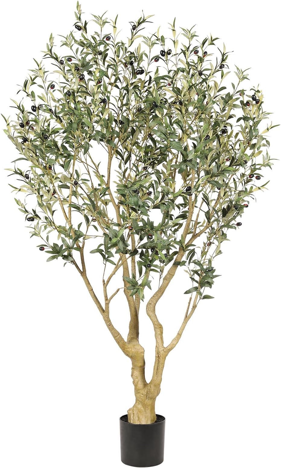 6ft Olive Trees Artificial Indoor - Large Faux Olive Tree with Realistic Leaves and Olives - Full and Grand Design Fake Olive Tree with Sturdy Base for Indoor Outdoor Office Decor