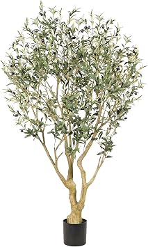 Realead 6ft Olive Trees Artificial Indoor - Large Faux Olive Tree with Realistic Leaves and Olives - Full and Grand Design Fake Olive Tree with Sturdy Base for Indoor Home Office Decor