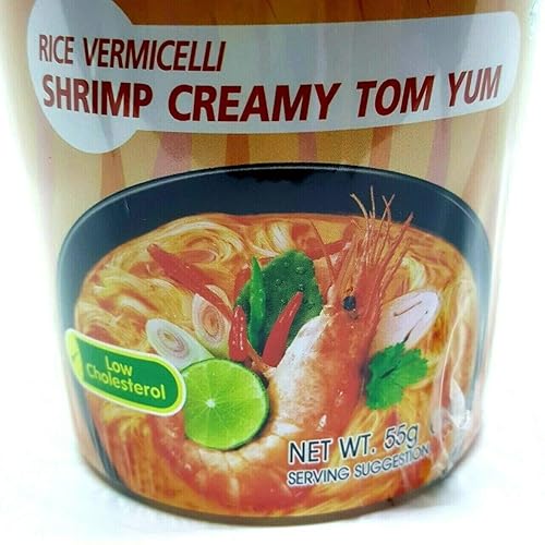Miniatura 8 de Paquete de 3 tazas de fideos de arroz con fideos y camarones cremosos sabor Tom Yum de cocción rápida, taza de fideos instantáneos tailandeses