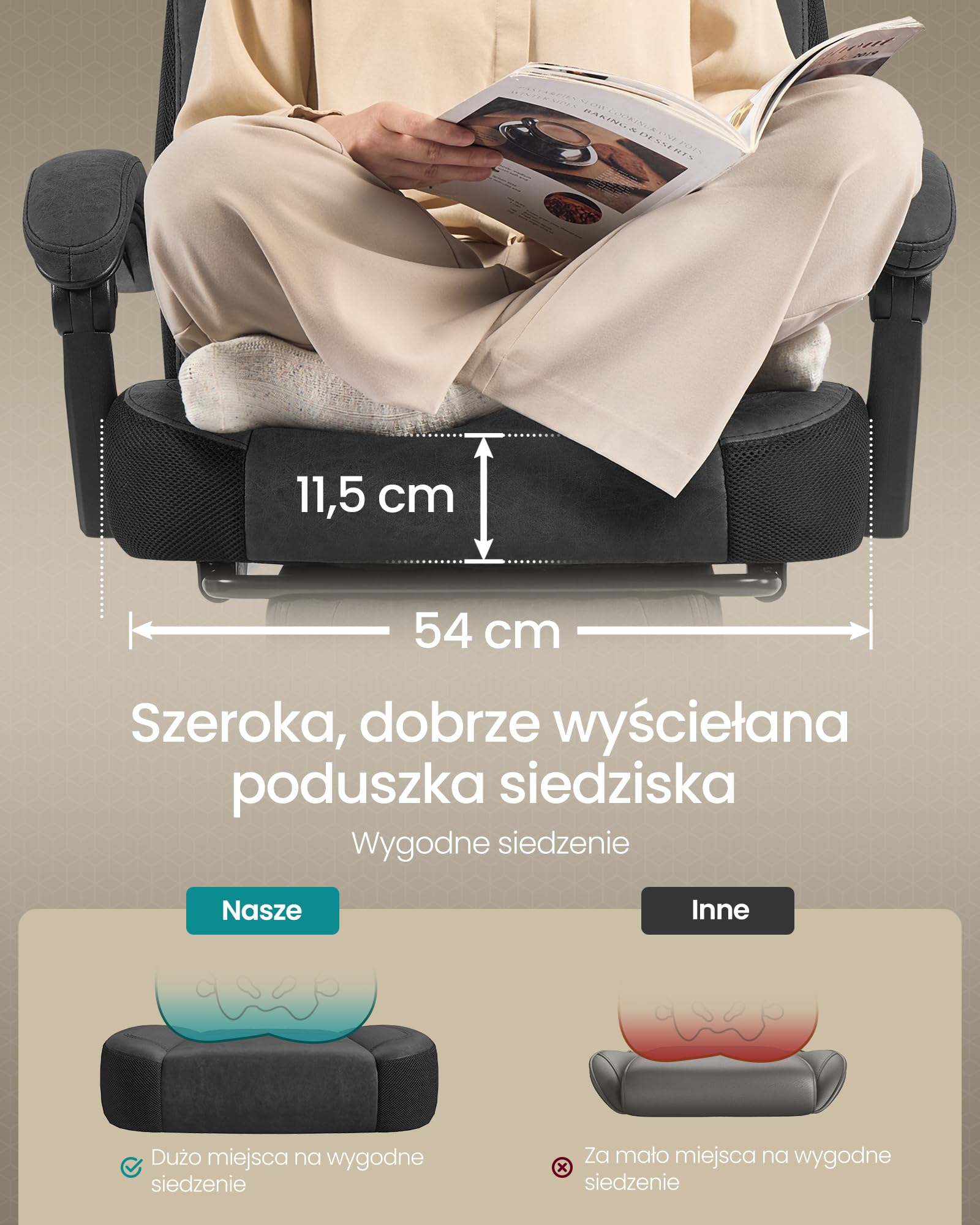 SONGMICS Fotel gamingowy, krzesło biurowe, krzesło komputerowe, ergonomiczny design, z podnóżkiem, regulowanym zagłówkiem, podparciem lędźwiowym, udźwig 150 kg, kolor czarny atramentowy OBG077BH21