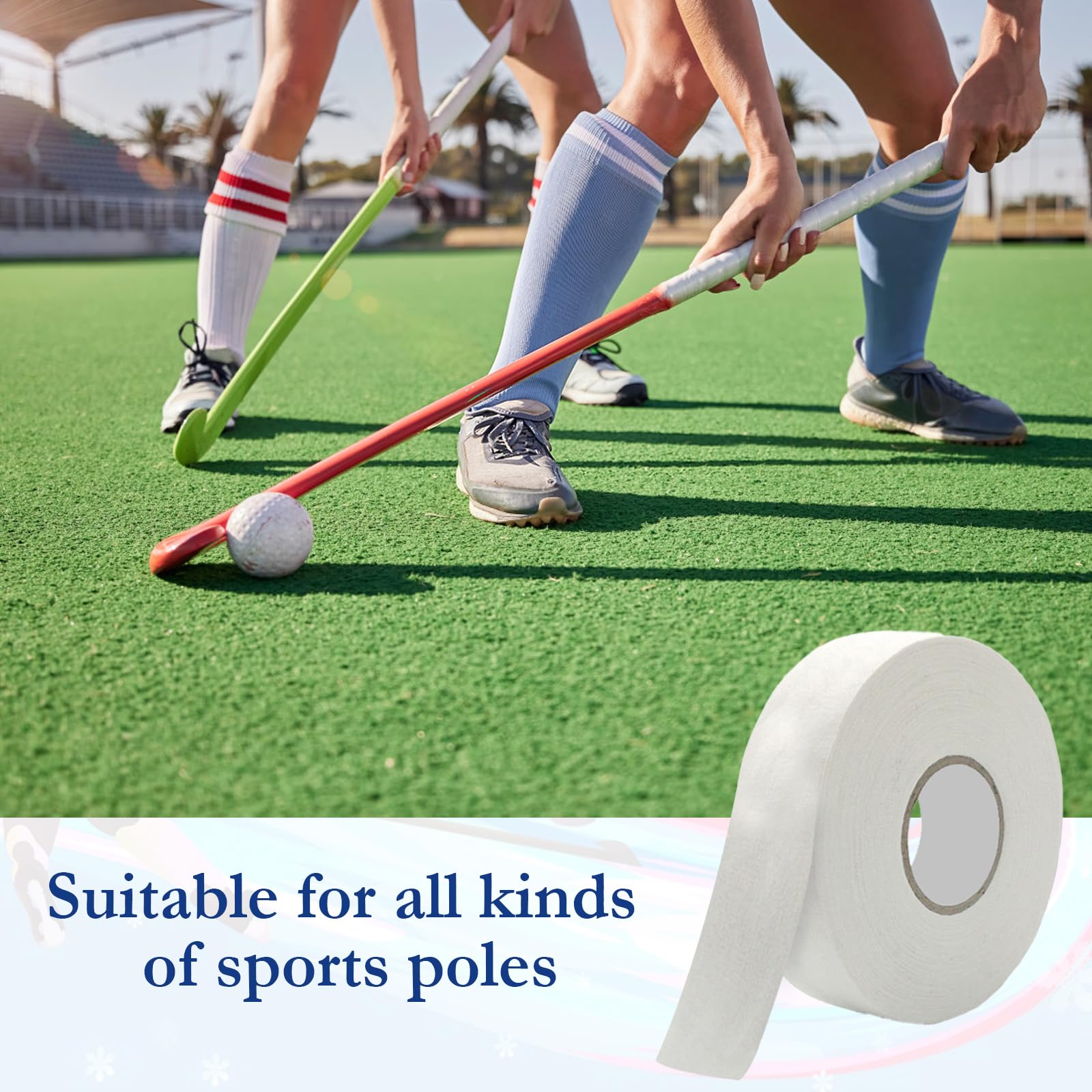 Ruban de Hockey Rouleaux, Poignée de Bâton de Hockey, Autocollant Hockey Bande, Auto-Adhésif Ruban Hockey sur Glace, Sport Bâton Grip Bande pour Hockey Badminton Raquette Squash Tennis