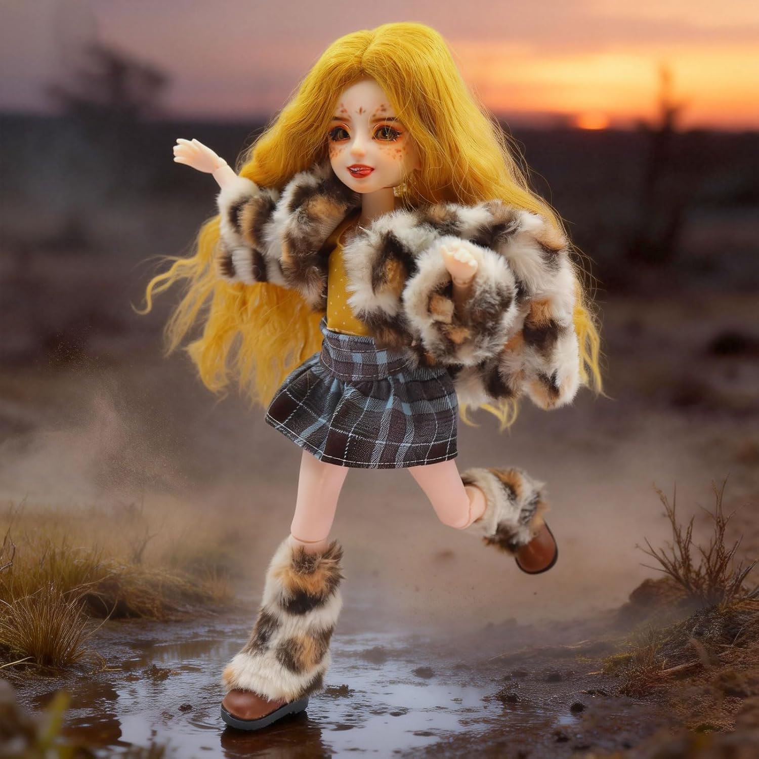 1/6 Scale Articulated Collectible Doll, 30cm Anime Style Doll with Hand-Painted Face & Freckles, Poseable Display BJD Gift for Collectors & Teens