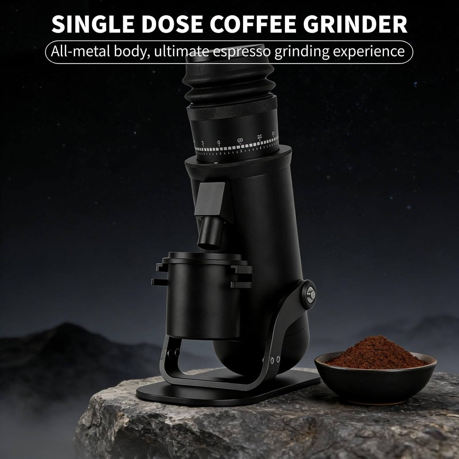 Electric Burr Coffee Grinder with 18g Dosing Cup, Single Dose Coffee Grinder, 48mm Conical Burrs, 60-Step Settings, for Espresso, Drip, French Press