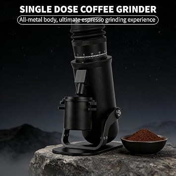 Compact Electric Burr Coffee Grinder, Single Dose & Low Retention, 48mm Stainless Steel Conical Burrs with 60-Step Grind Settings, for Espresso & Drip