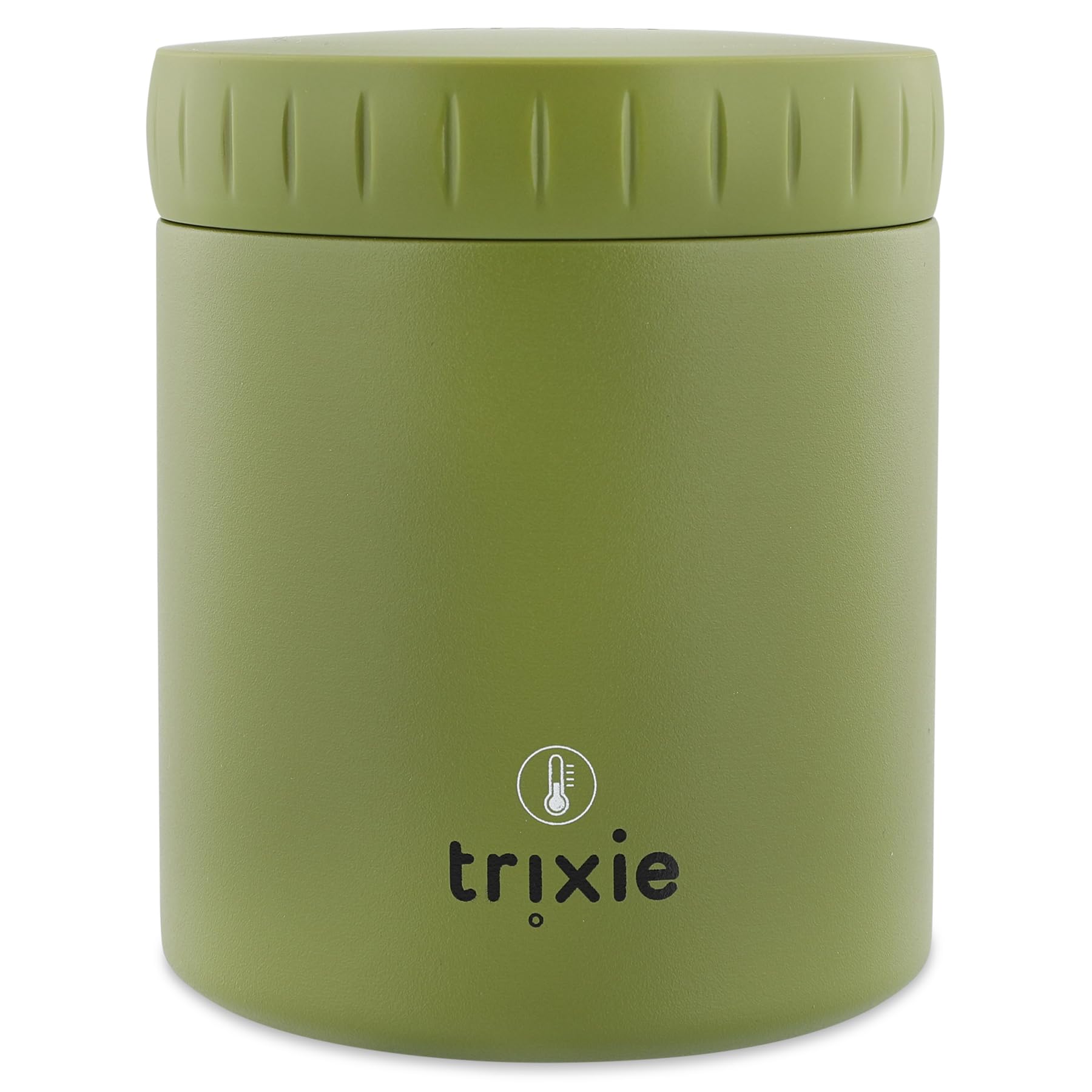 Trixie Tarro aislado para alimentos, Mr. Dino, 350 ml, a prueba de fugas y portátil, mantiene la comida caliente o fría, acero inoxidable, contenedor de almuerzo para niños