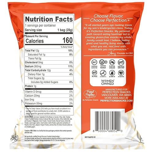 Miniatura 5 de Perfection Snacks Nacho Cheddar rizos crujientes, sin gluten, sin soja, 1 onza (paquete de 20)