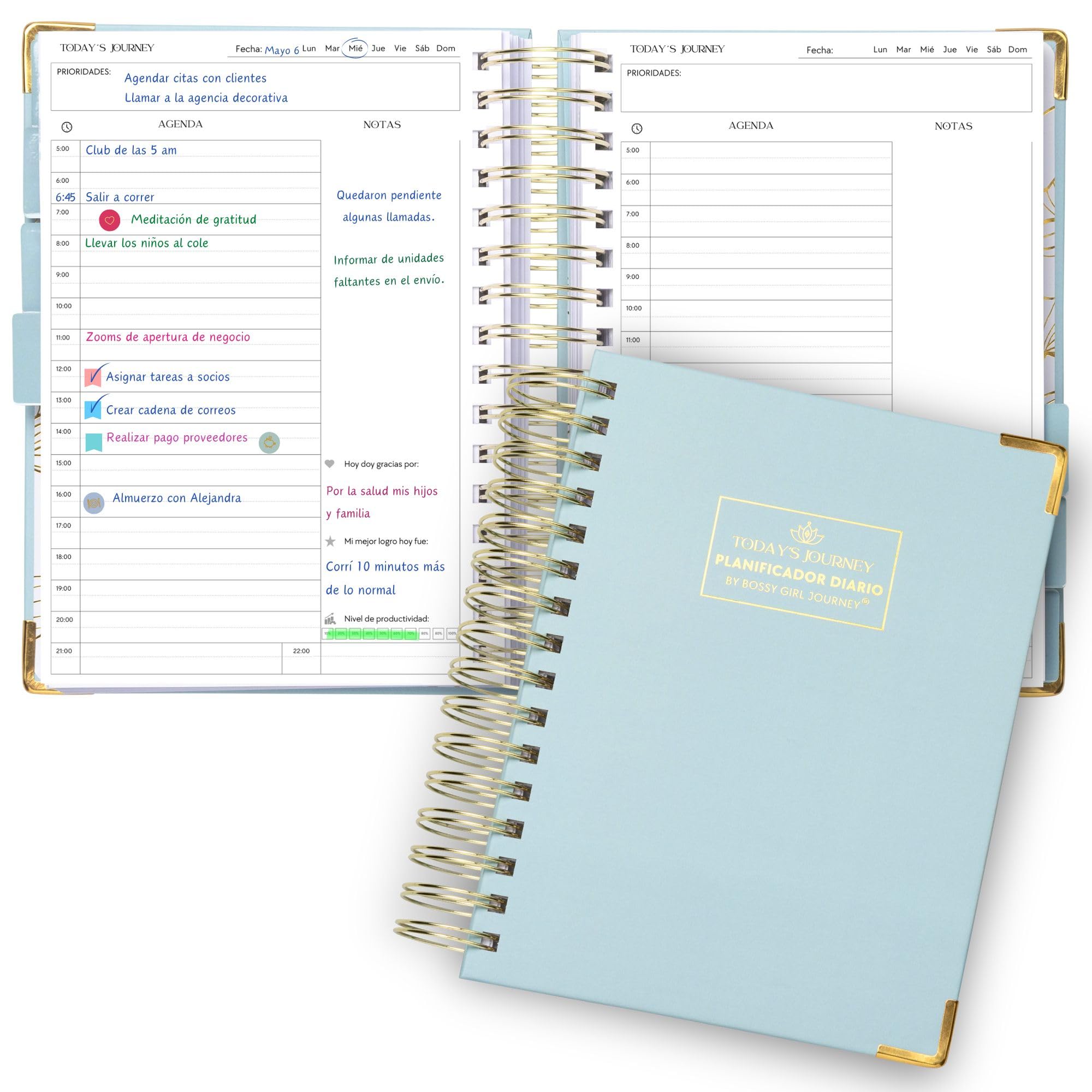 Bossy Girl Journey Agenda 2024 dia por pagina con planificador semanal de vista vertical y planificador mensual sin fecha de tapa dura - 6 meses de planificaión con proposito