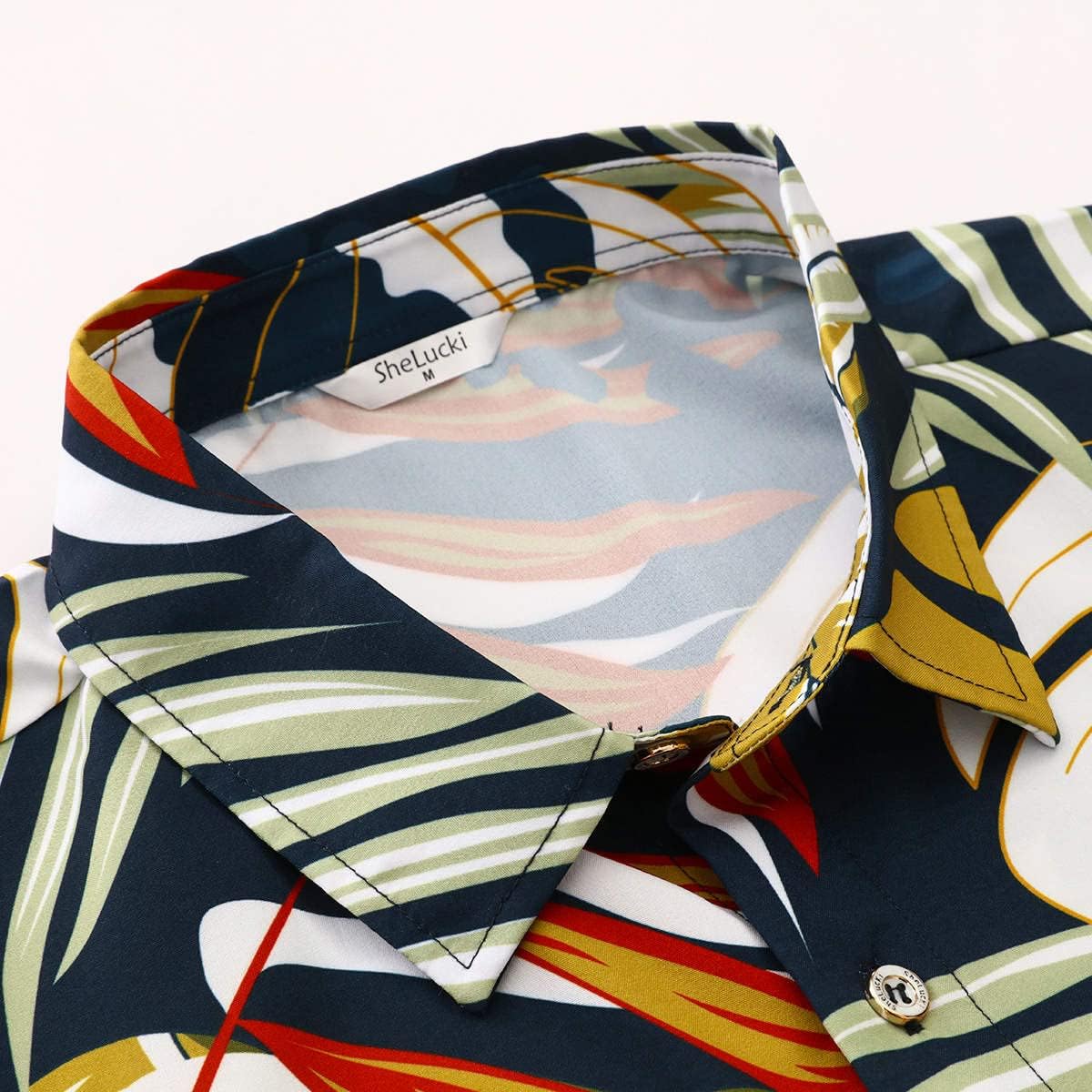 SheLucki Hawaiian Shirt for Men, Unisex Summer Beach Casual Short Sleeve Button Down Shirts, Printed Palmshadow Clothing - Image 2