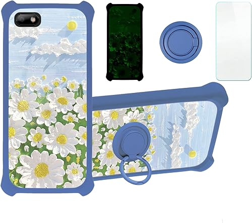 Case Compatible with Celular Kalley Element 5+Plus Phone Case Cover [with Tempered Glass Screen Protector][Hard PC + Soft Silicone][Ring Support]