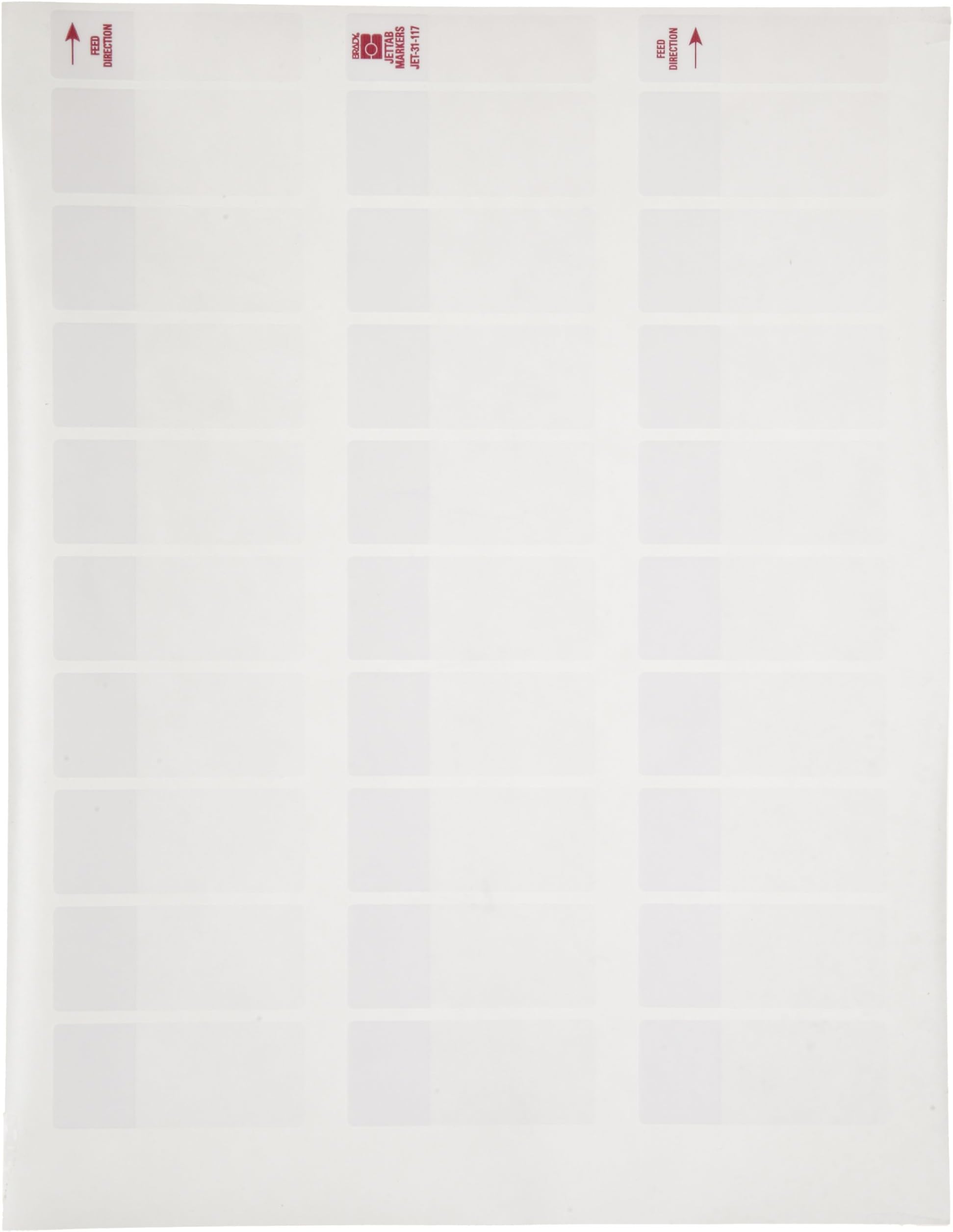 Brady JET-31-117-1 0.95" Width x 2.25" Height, B-117 Self-Laminating Vinyl, White/Translucent Ink Jet Printable Label (Pack of 1000)