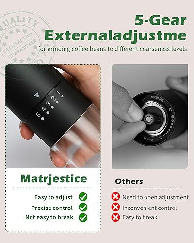 Miniatura 6 de Molinillo de café manual de acero inoxidable para prensa francesa de goteo, 5 ajustes ajustables, molinillo de café de mano, para uso doméstico y