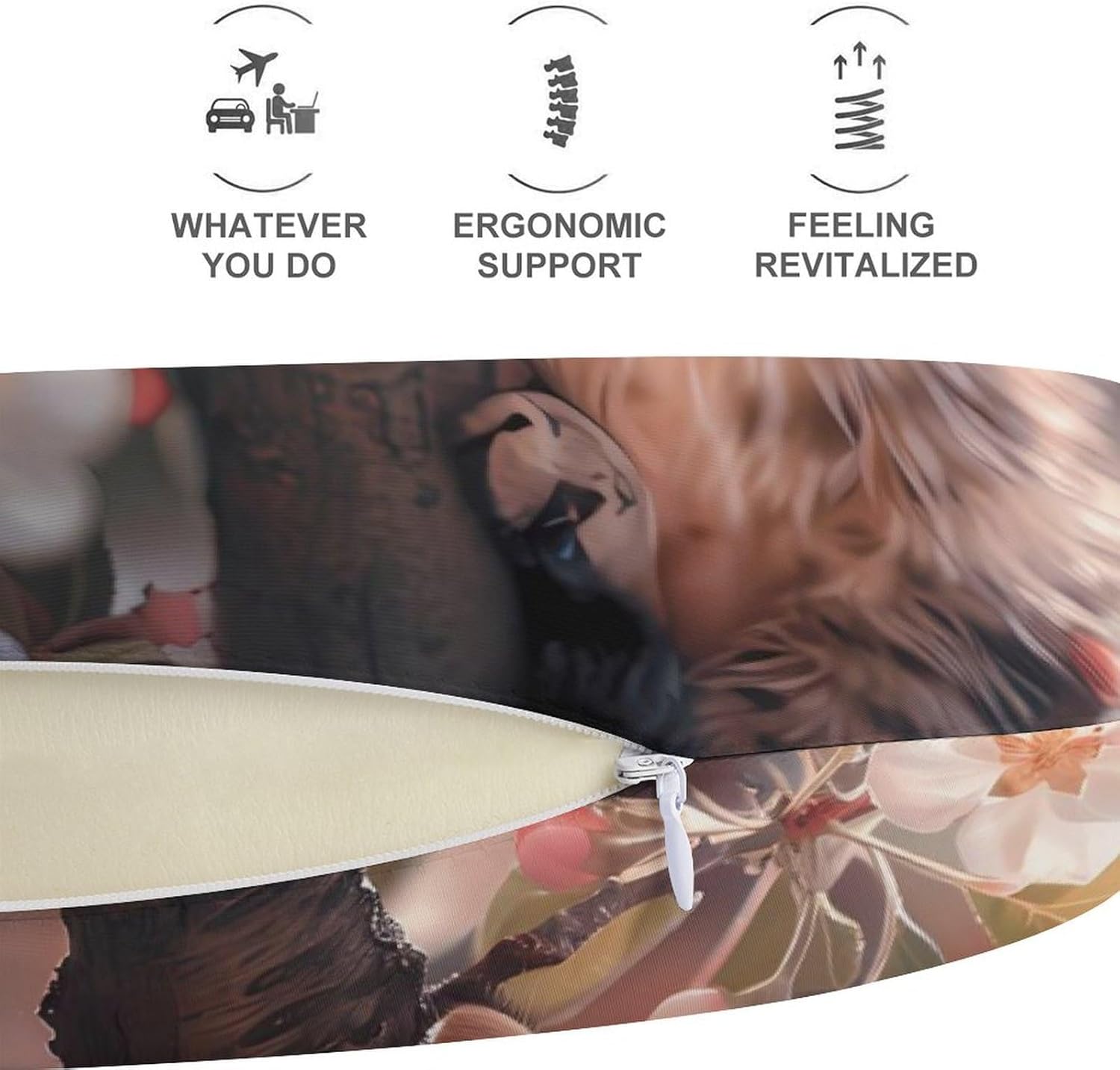 Cat Travel Pillow U Shape Neck Pillow Washable Pillowcase for Sleeping Chair