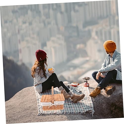 Miniatura 3 de Cesta de picnic al aire libre de mimbre, accesorios de picnic de mimbre, organizador de artículos diversos, cestas de picnic aisladas, cesta de