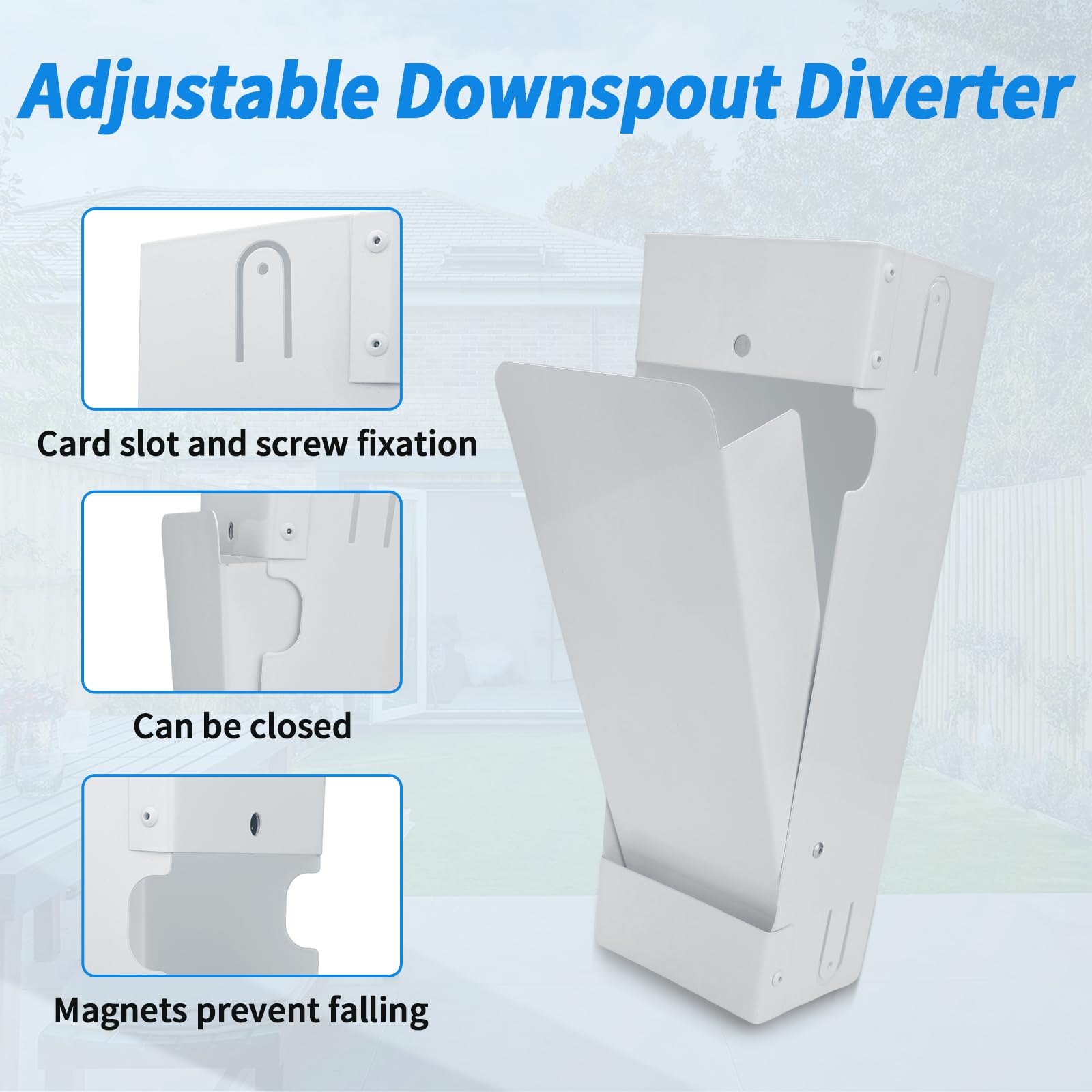 Sistema de recolección de agua de lluvia, colador de agua de lluvia de acero inoxidable para bajante estándar de 3 x 4 pulgadas, sistema de recogida de desviador de barril de lluvia