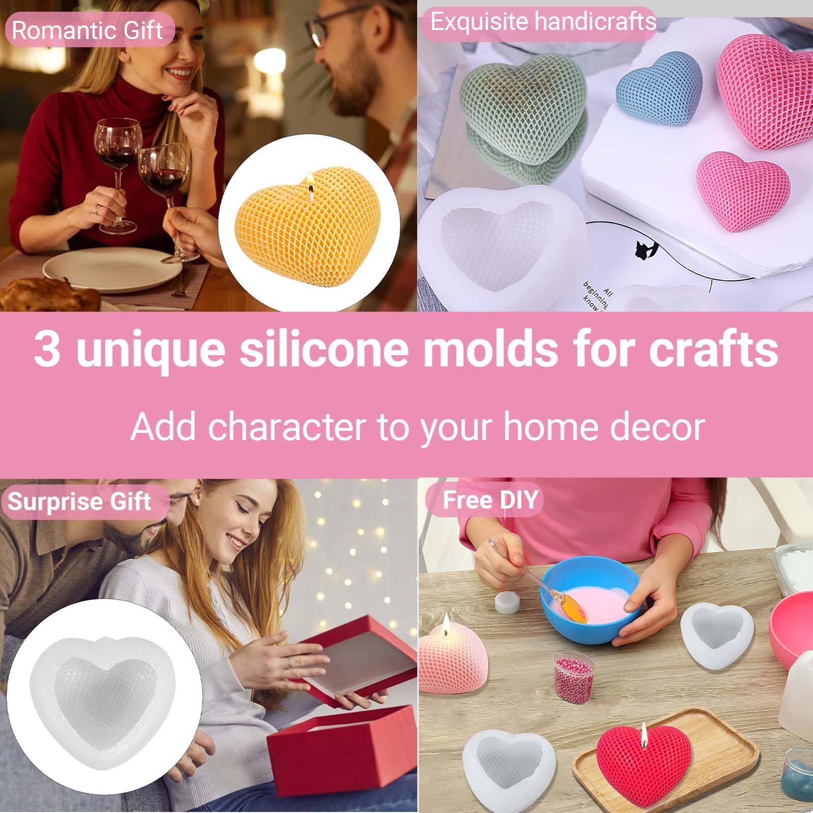 Stampo in silicone a forma di cuore in 3D a forma di bacio a forma di labbra, stampo per fondente fai da te per San Valentino per stampi fai da te in