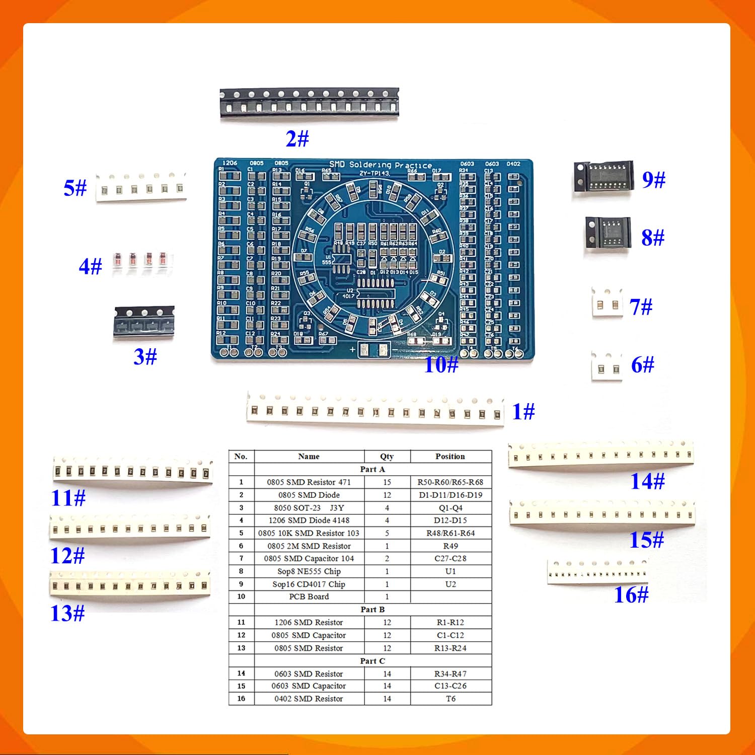 Kit de pratique de soudage, kit électronique bricolage 4 en 1 SMD et SMT, table d'entraînement pour débutants, amateurs et étudiants, parfait pour apprendre les techniques de soudage à montage