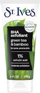 St. Ives Blackhead Clearing Face Scrub with Green Tea & Bamboo, 1% Salicylic Acid for Pores & Acne, Natural Exfoliator 6oz