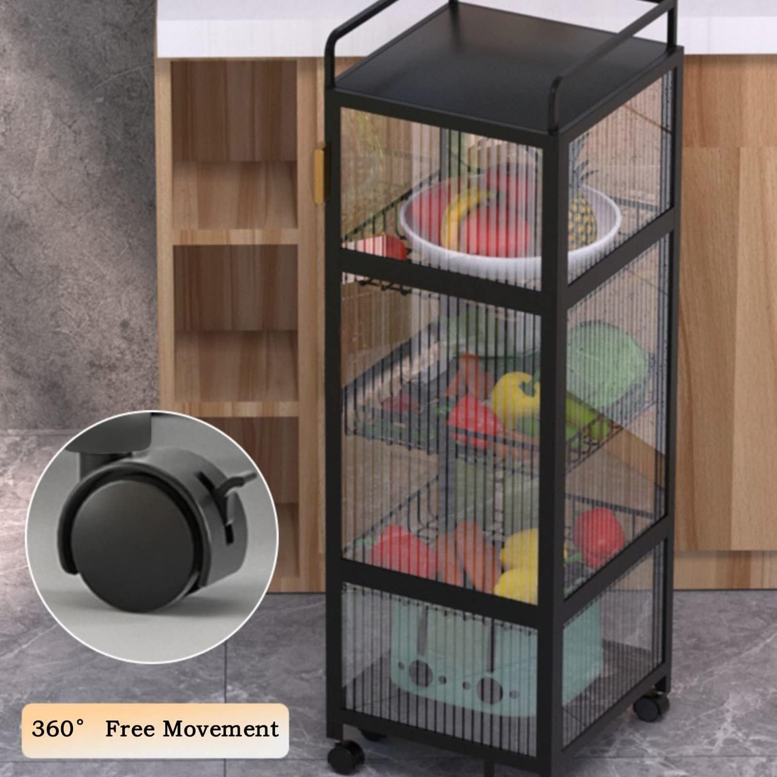 Carrelli Portaoggetti Carrello Portaoggetti da Cucina Girevole Ad Angolo con Porta dell'Armadio, Cestino per Verdure Gratuito, in Acciaio al Carbonio Cucina(White,4 Tier)