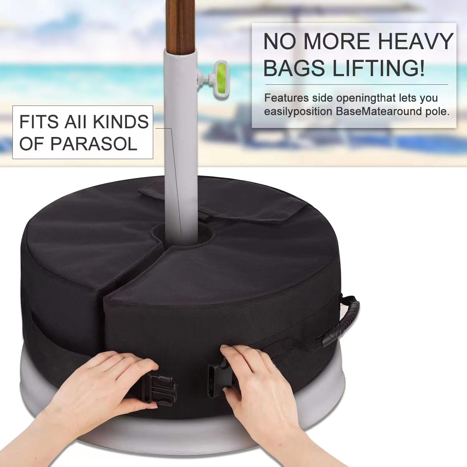 Flagest Base per Ombrellone Peso - Regolabile Base per Ombrellone con Apertura Laterale - Peso per Ombrellone da Esterno Giardino Patio per Tutti i Tipi di Ombrellone- Sacchi di Sabbia Fino a 40 kg