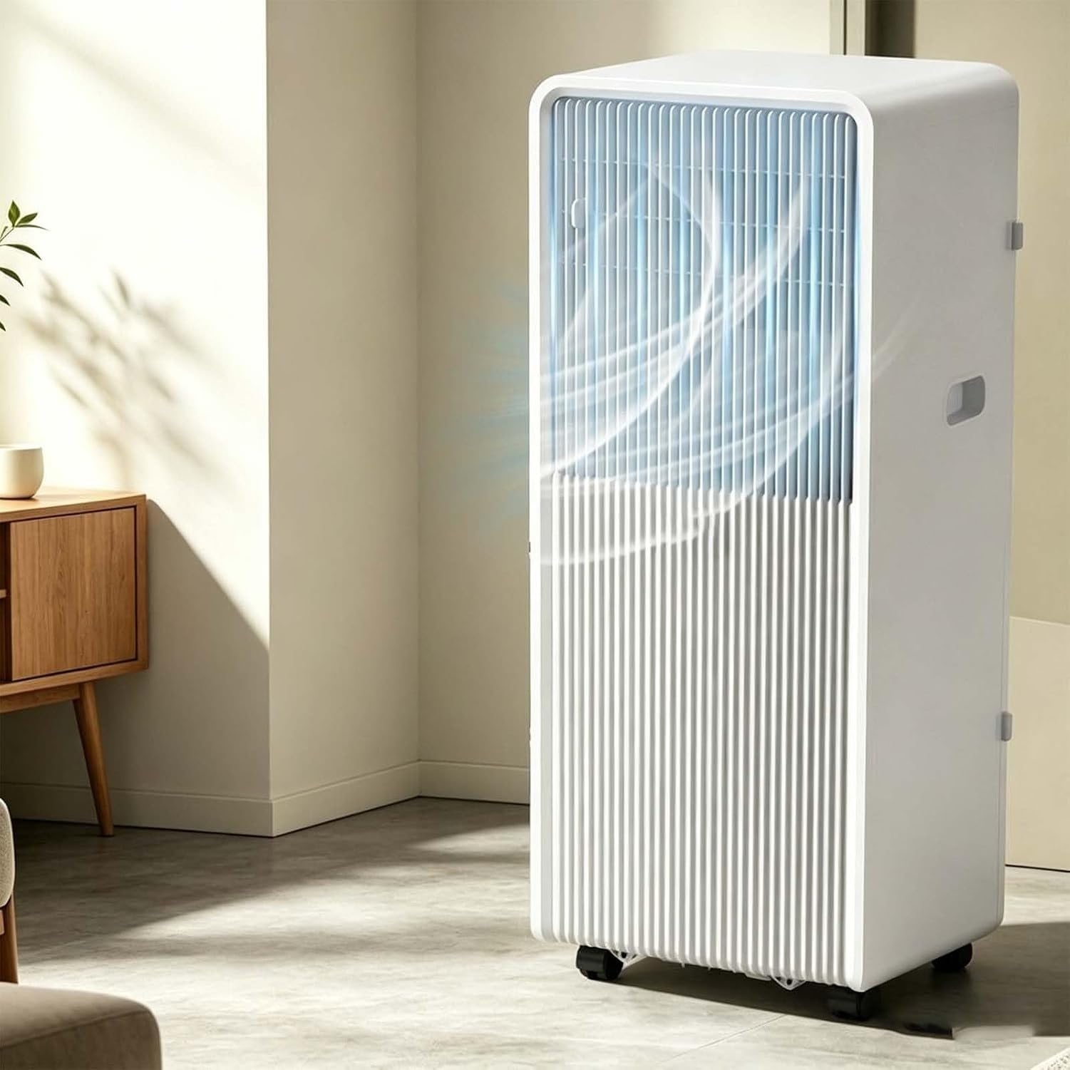 Aire Acondicionado Portátil 4 en 1 con Inversor, Frío, Calor, Deshumidificación y Ventilación, Panel de Control Inteligente, Filtro Antipolvo y Ruedas 360° para, Q1