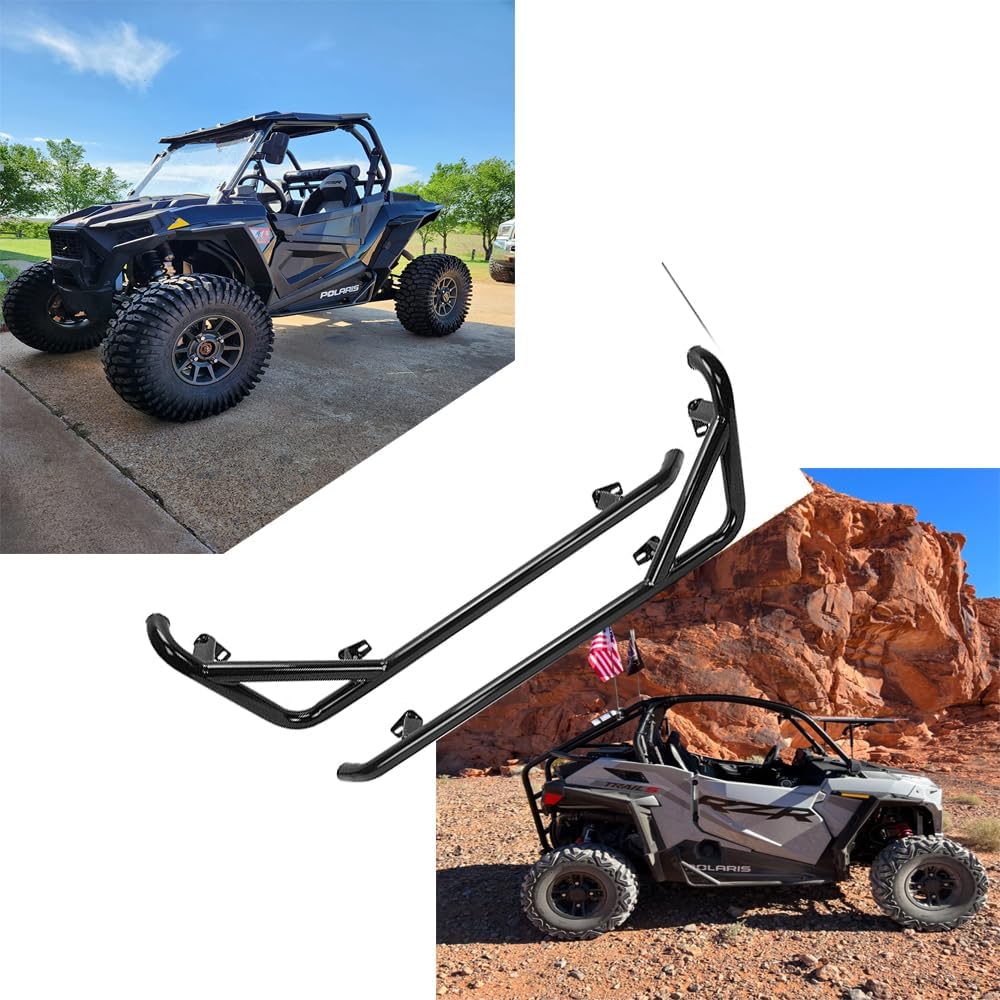 WRLWYRZR Nerf Bars Rock Sliders - Black Side Step Tree Kickers | Fits 2014-2023 Polaris RZR 900 Trail, 900S, 1000S, 1000XP, Turbo (Black)