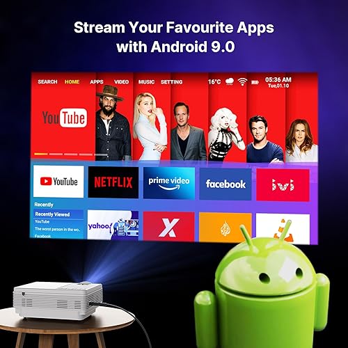 Miniatura 5 de Proyector WiFi 5G con sistema operativo Android, proyector nativo 1080P HD de 12000L, proyector de teléfono para iOS y Android, compatible con bolsa