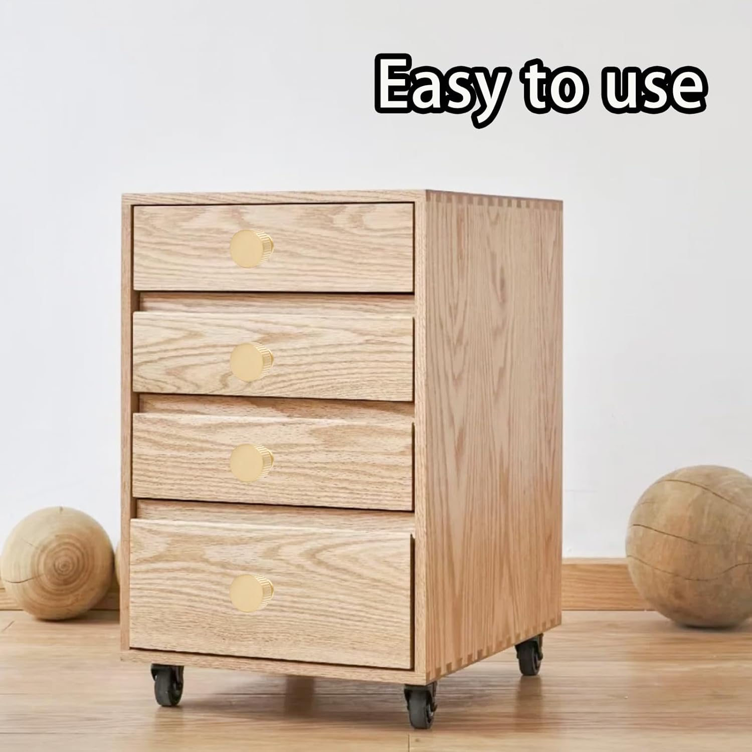 2 Sets Brushed Solid Brass Cabinet Knobs Gold Dresser Drawer Knobs Handles