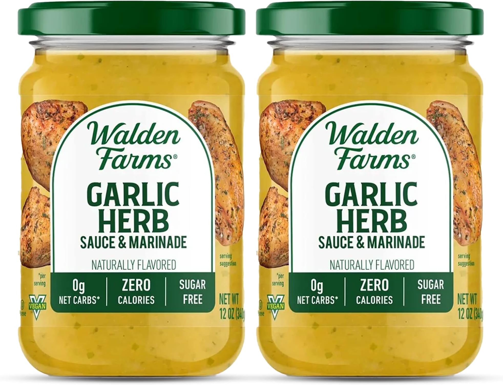 Walden Farms Garlic Herb Sauce – Zero Calorie, Sugar Free, Keto & No Carb Savory Sauce for Pasta, Veggies, Chicken & More – 2-Pack, 12 oz Bottles
