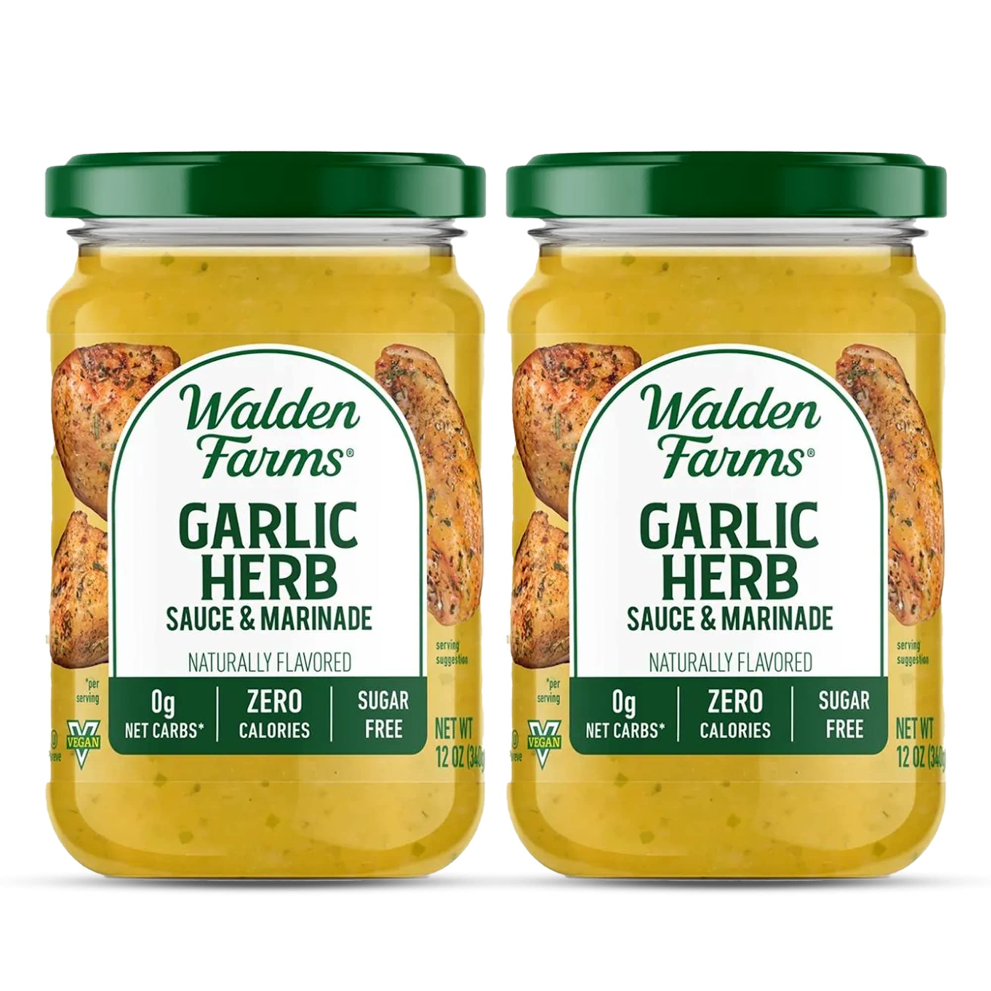 Walden Farms Garlic Herb Sauce – Zero Calorie, Sugar Free, Keto & No Carb Savory Sauce for Pasta, Veggies, Chicken & More – 2-Pack, 12 oz Bottles