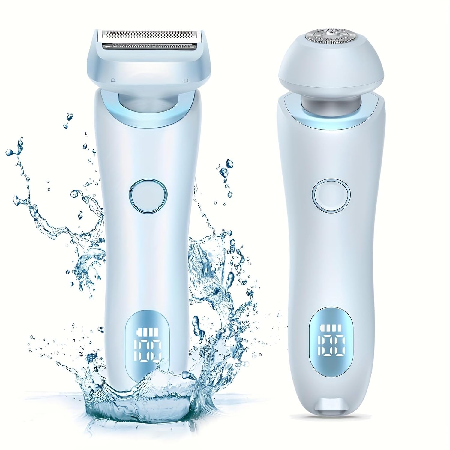 Women's 2 In 1 Electric Shaver & Epilator, Stainless Steel Blades, USB Rechargeable, Ideal for Sensitive Areas (Blue)