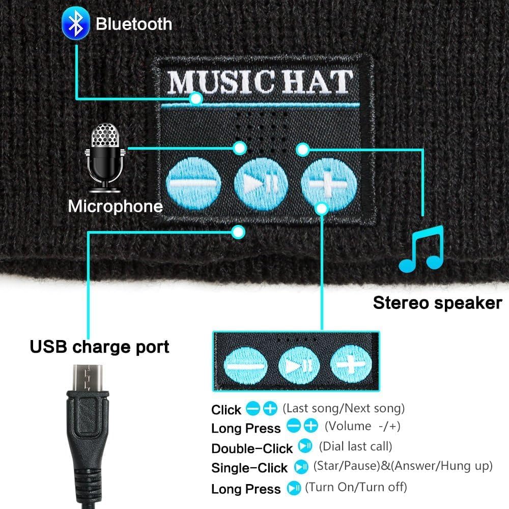 REDESS Wireless Bluetooth Beanie,Unisex Outdoor Sport Knit Hat with Stereo Speakers & Microphone REDESS Wireless Bluetooth Beanie,Unisex Outdoor Sport Knit Hat with Stereo Speakers & Microphone