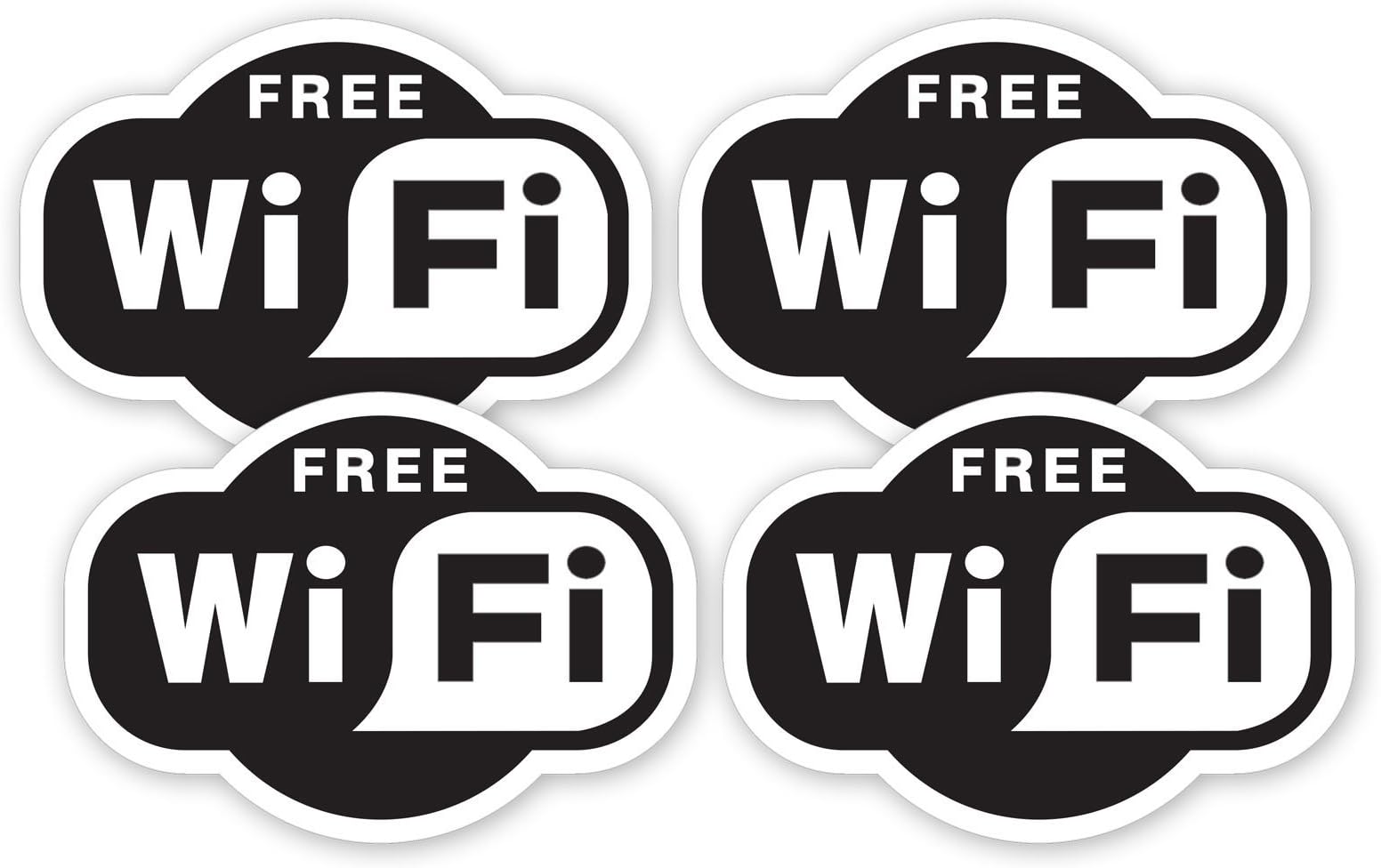 4 x Free WiFi Sticker Wi Fi Sign Decal Window Restaurant Cafe Bar Pub Internet