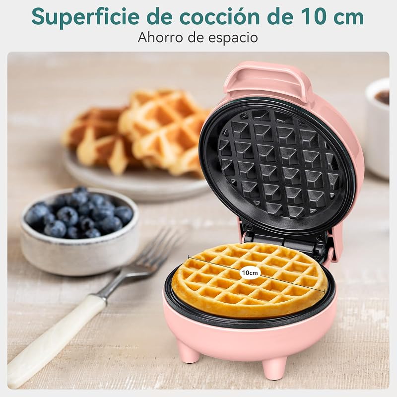 SNAILAR Mini Gofrisütő Rózsaszín Kompakt Belgás Gofri Készülék 550W