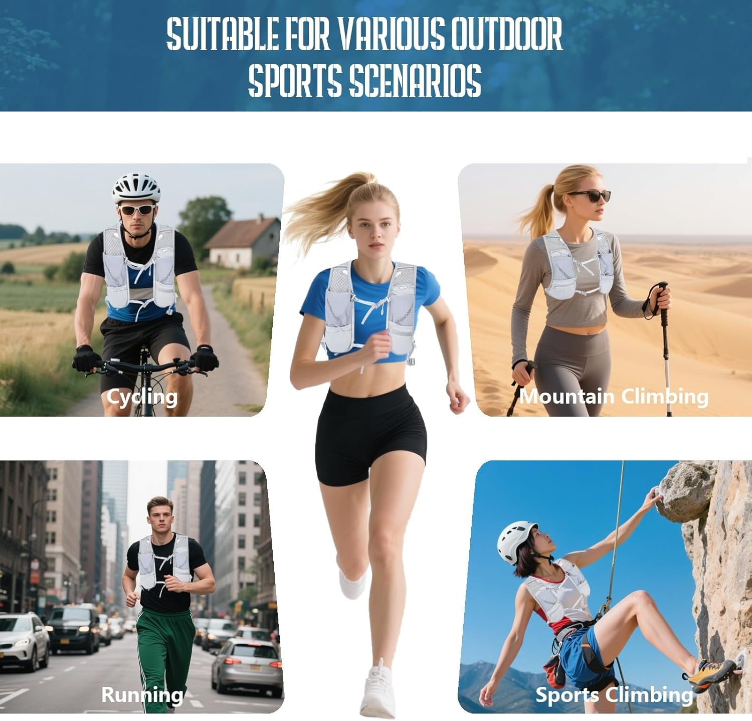 Lightweight Running Hydration Vest for Women Men, Breathable Adjustable Hydration Backpack with 1.5L Water Bladder Bag for Hiking, Trail, Running, Marathons, Cycling - Image 7