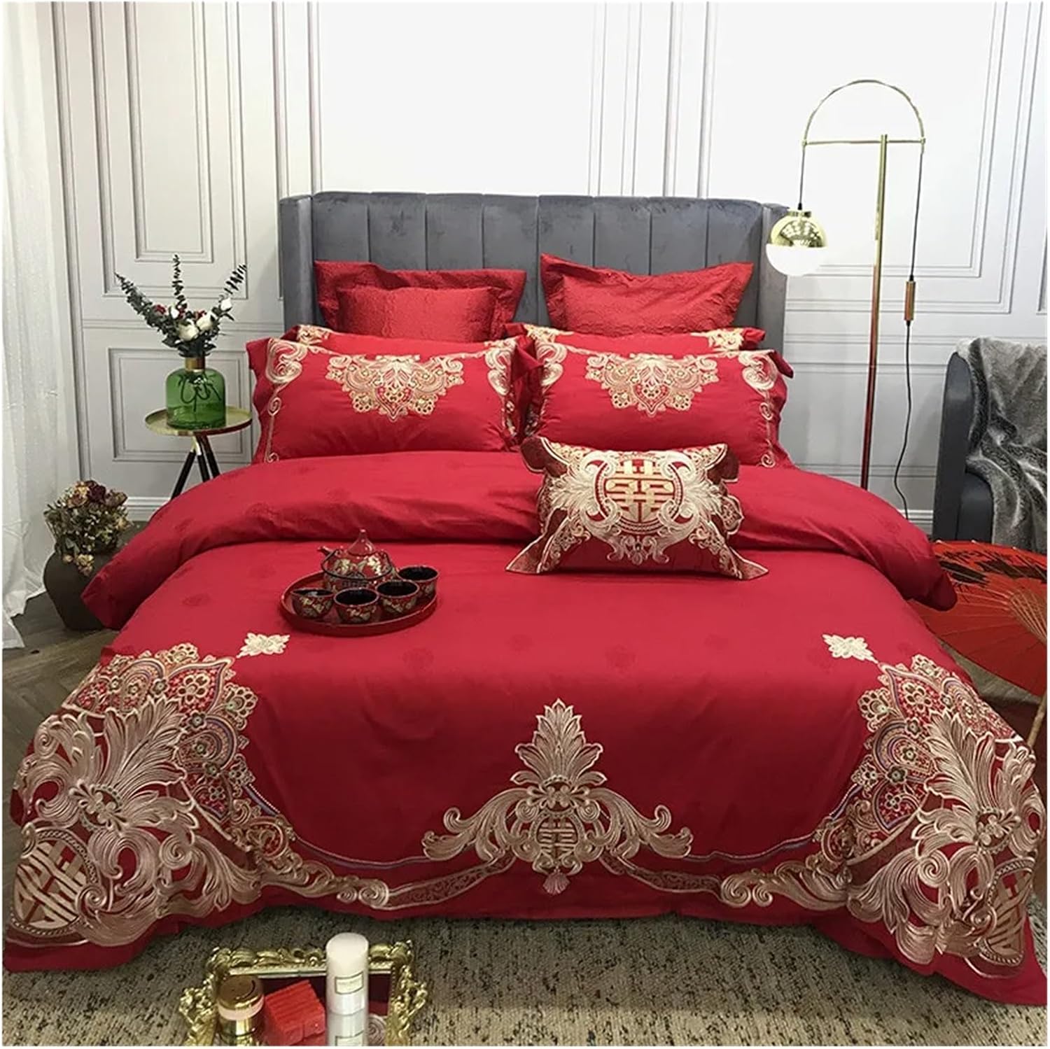 4pcs Egyptian Cotton Duvet Cover Sets King Size Bedding Sets Pillowcases Luxury Embroidery Bed Cover Bed Linen,Bed