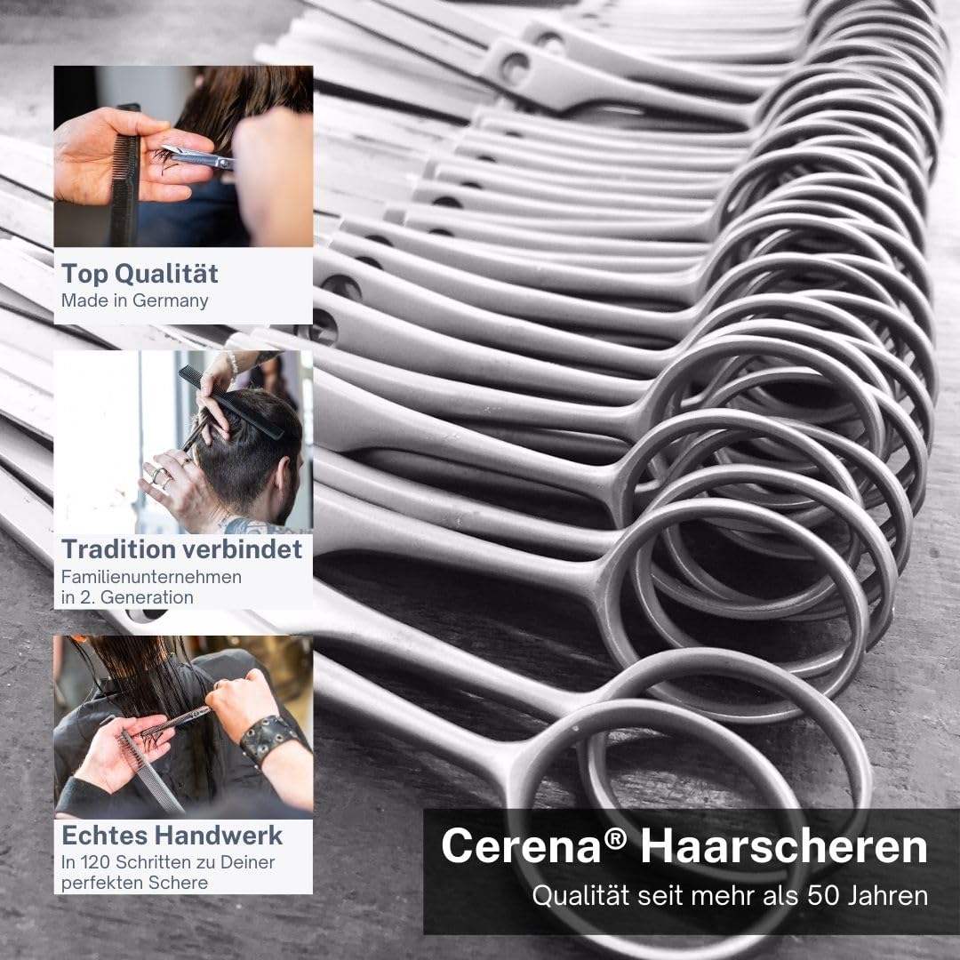 Cerena® – Haarschere GO – Offset Schere in ergonomischer Form – Friseurschere Made in Germany – Haarschneideschere – Haare schneiden, Linkshand, 6,0", 15,5 cm