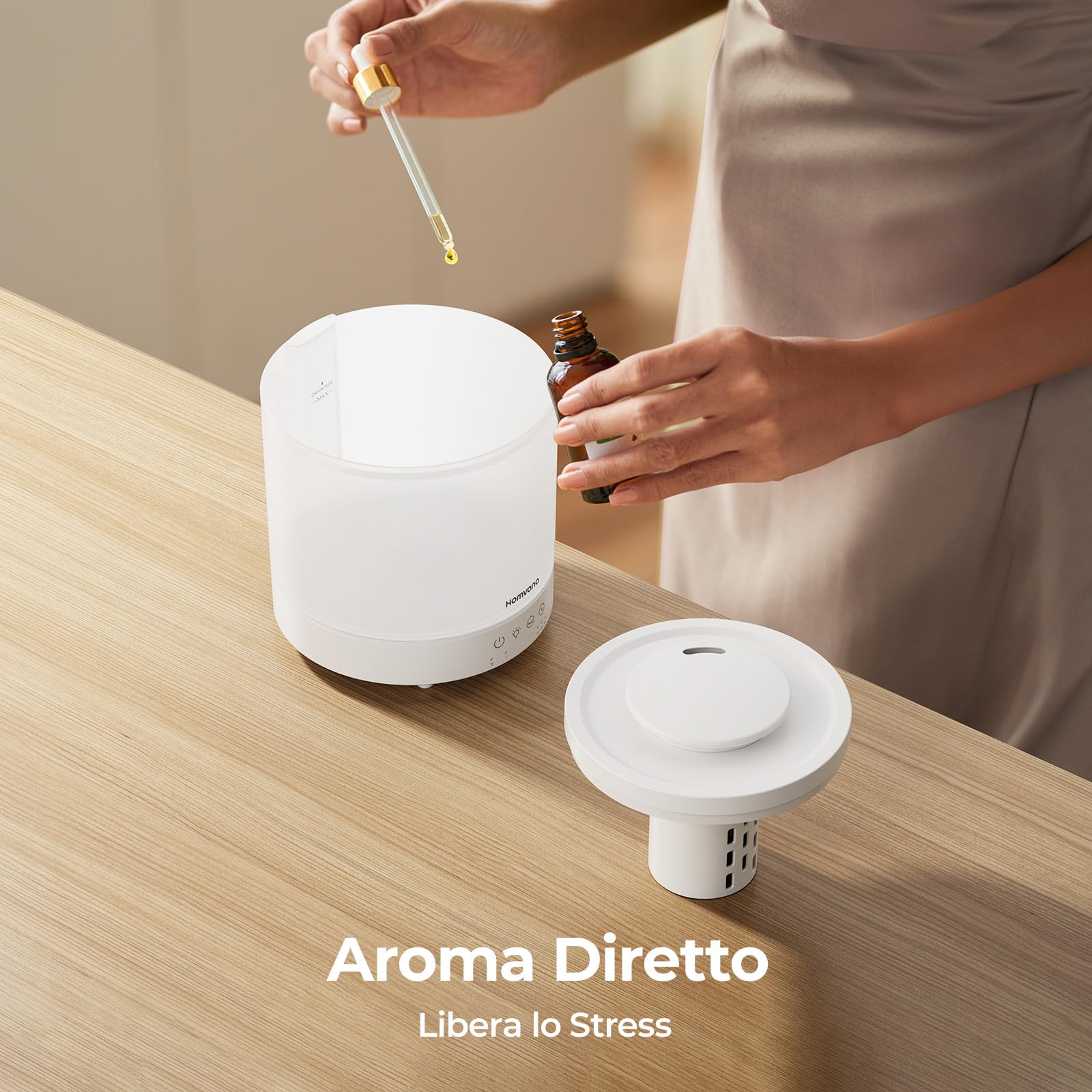 Homvana Humidificateur d'air Diffuseur 1.5L, humidificateur d'air chambre, Humidifier d'air bébé Chambre, Cool Mist, Plante, BPA Free, 7 Color Light, Office, Brumisateur Huiles Essentielles