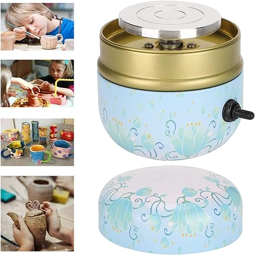 Miniatura 6 de Mini rueda de cerámica, mini kit de cerámica de bricolaje, rueda de cerámica pequeña eléctrica con bandeja, máquina de cerámica eléctrica para