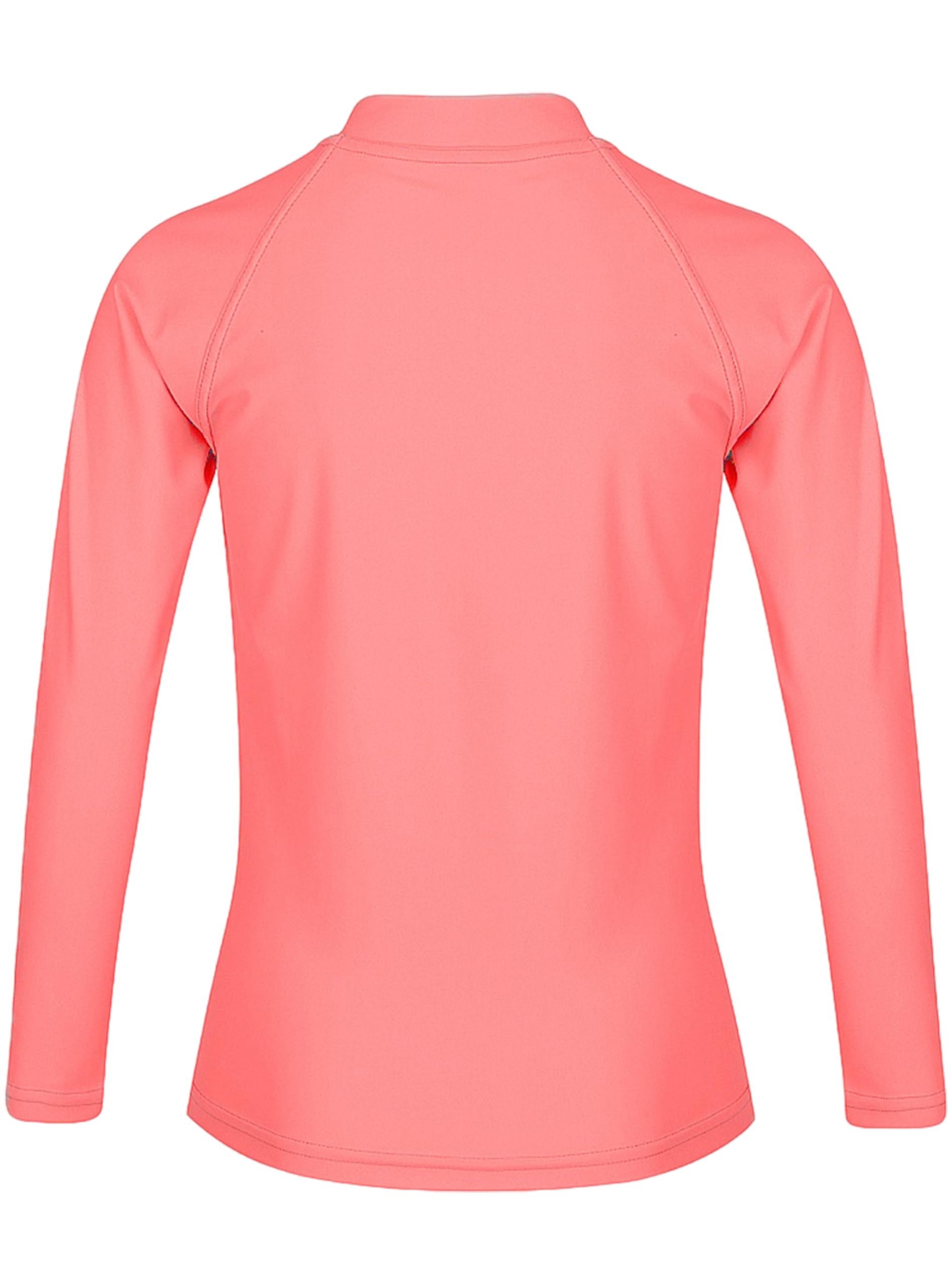 Tame the Sun Girls Orange Long Sleeve UPF 50+ Rash Guard Swim Shirt - One Piece 3 to 16 Year Girl Zipper Toddler Swim Shirt