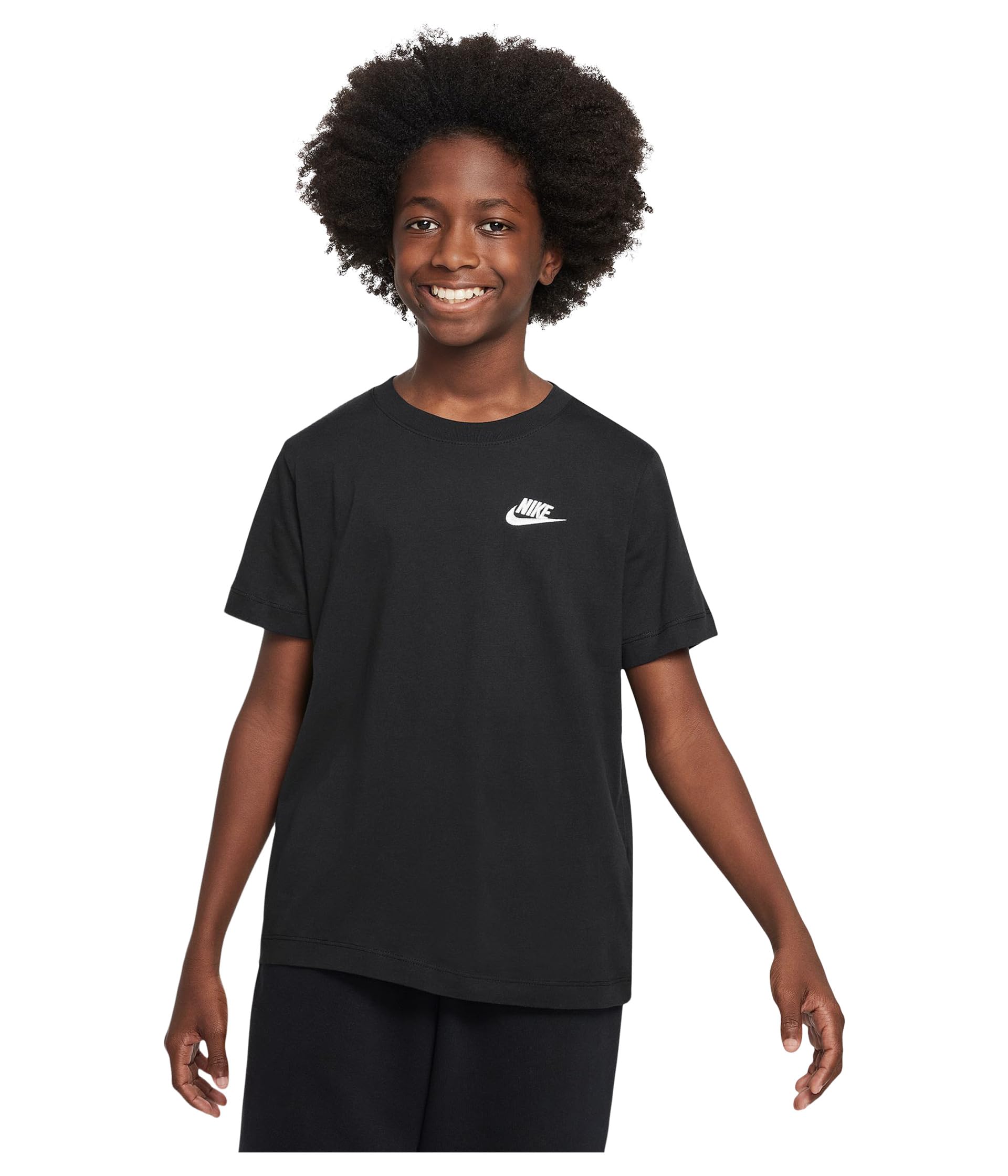 Nike Big Kids Sportswear Embroidered Futura T-Shirt, Black, Size M