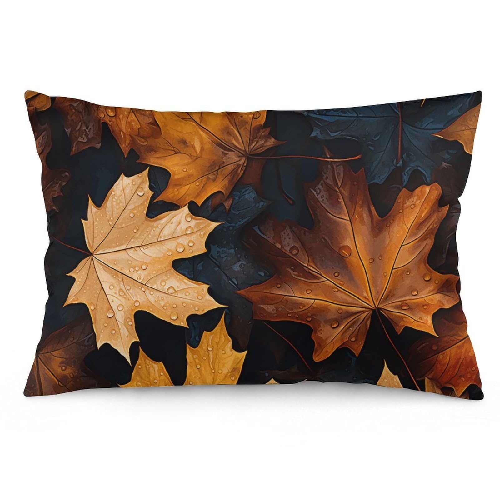 2 Pack Pillow Cases for Hair and Skin, Soft Breathable Pillow Case Covers with Hidden Zipper, Maple Leaf Art Painting Pillowcase 12 "x20 Pillow Covers for Sleeping Gift