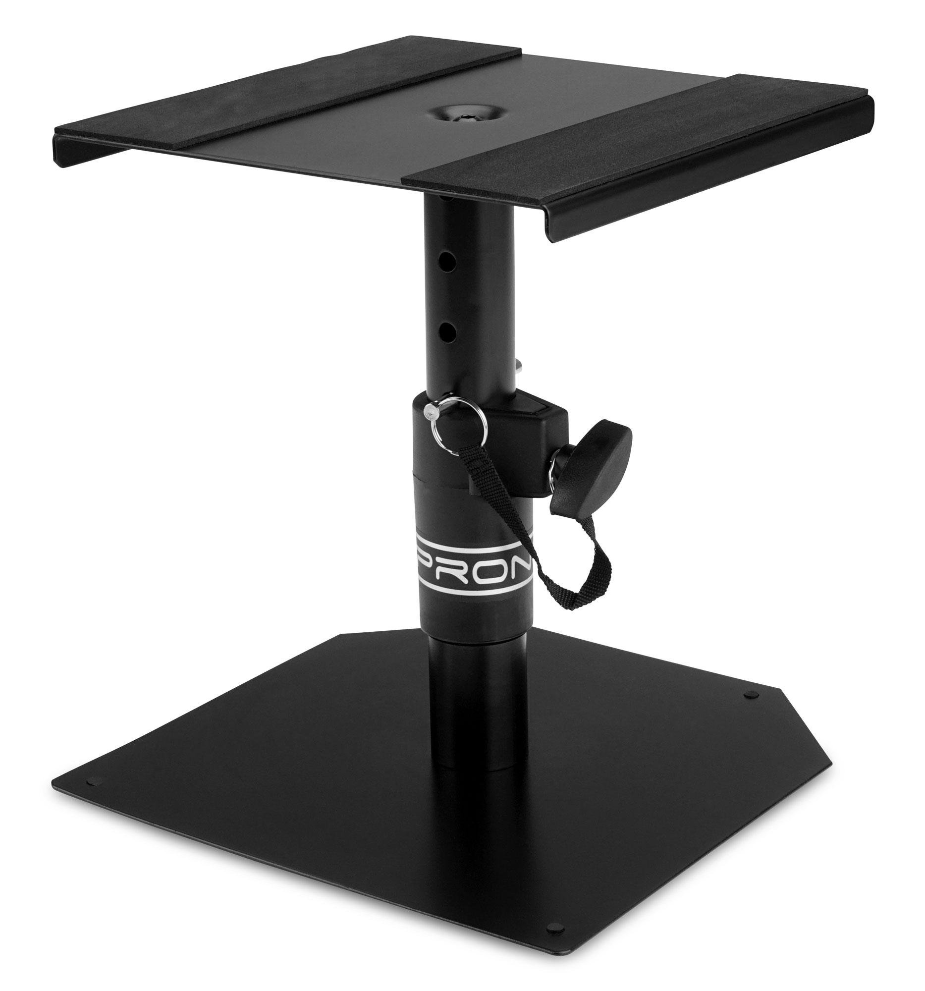 Hercules DJMonitor 32 Tischstativ Set (kompaktes Aktiv-Lautsprecher Paar mit 15W pro Satellit, 3"-Tieftöner & dualem Bass-Schacht im praktischen Set inkl. 2 Tischstativen für Studiomonitore) Schwarz