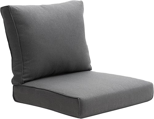 Juego de cojines de sofá para muebles de patio, cojines de asiento profundo, cojín de repuesto de espuma gruesa, 21.7 x 21.7 pulgadas, gris oscuro