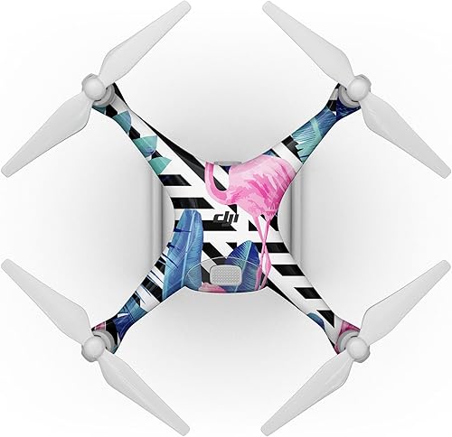DesignSkinz - Compatible con Drone DJI Phantom 4 - Vinilo adhesivo protector resistente a los arañazos - Vivid Tropical Chevron Floral v2