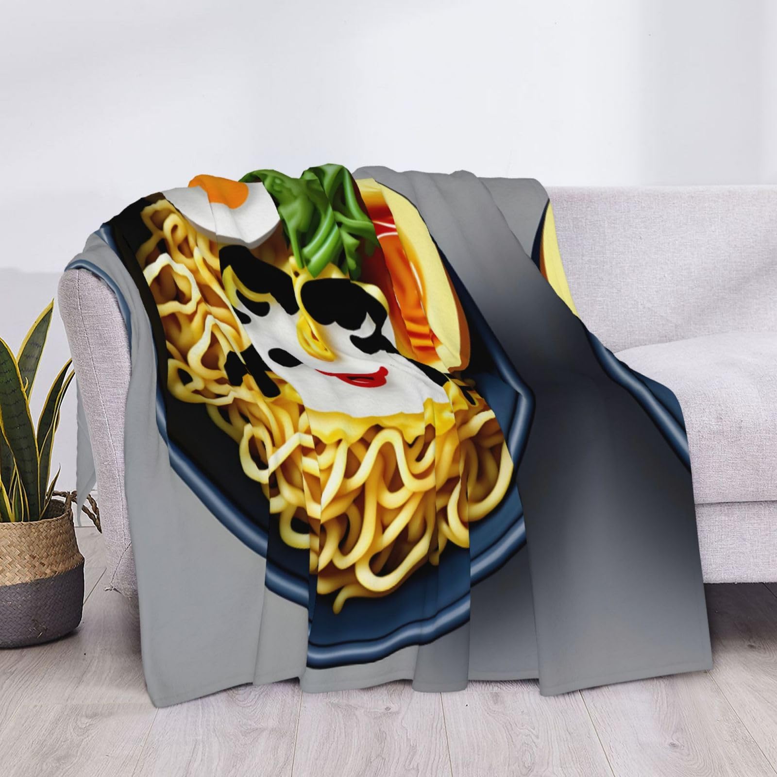 Superweicher Überwurf für Eierbecher, Nudeln, Ramen-Decke für Sofa, Couch, Bett, waschbar, gemütliche Decken für alle Jahreszeiten, 152,4 x 203,2 cm